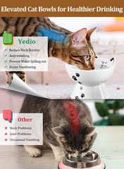 Yedio porcelain cat bowl with anti-slip band stays stable during meals.