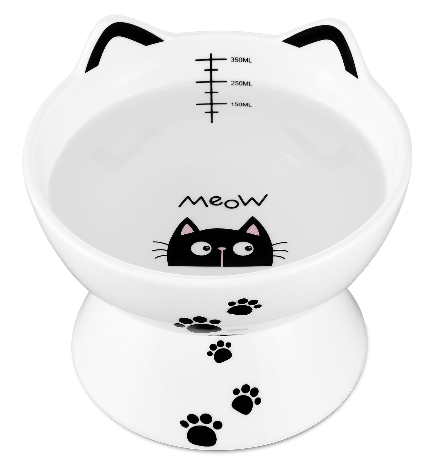 Yedio porcelain raised cat bowl with elevated design for comfortable drinking.