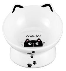 Yedio porcelain raised cat bowl improves dining posture for easier swallowing.