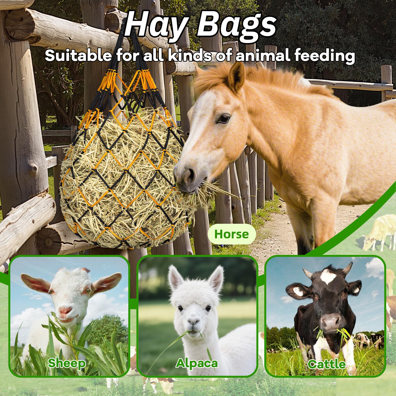 YedsIntu 40-inch hay bag highlights generous capacity and fewer refills.