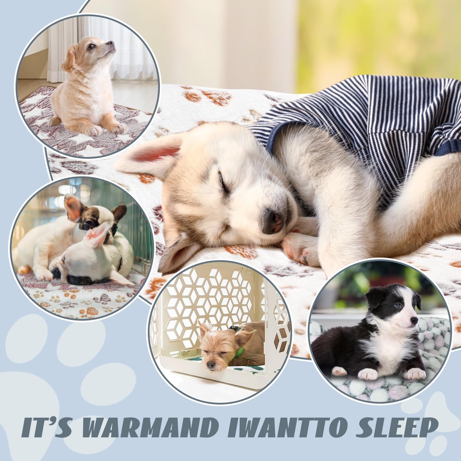 YedsIntu six-pack small animal blankets measure 20 by 30 inches