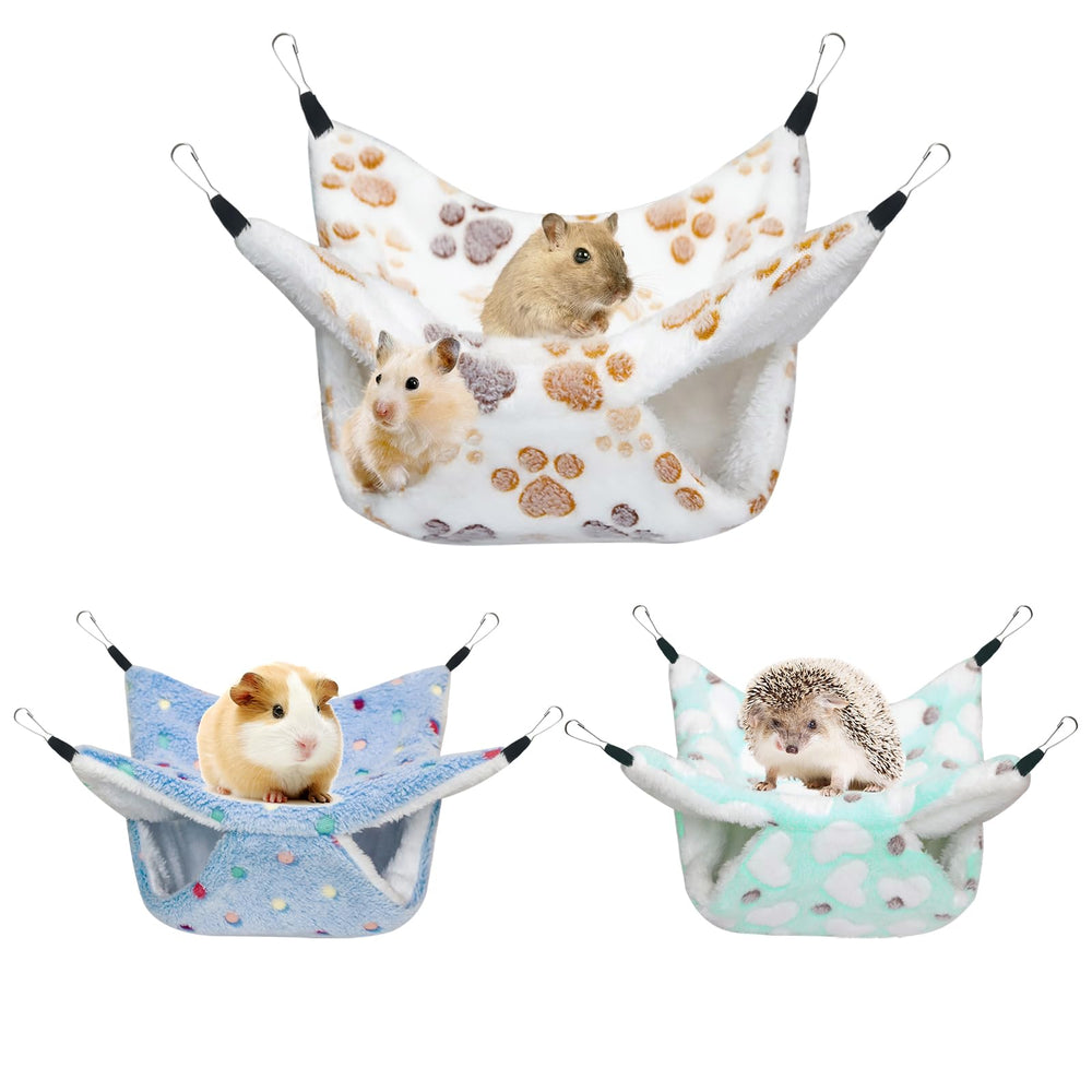 YedsIntu guinea pig hammock blue dots for cozy rest in a cage.