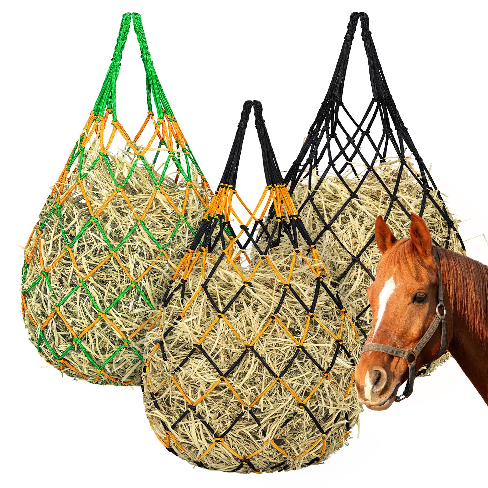 YedsIntu hay bag hanging setup with durable fasteners for secure feeding.