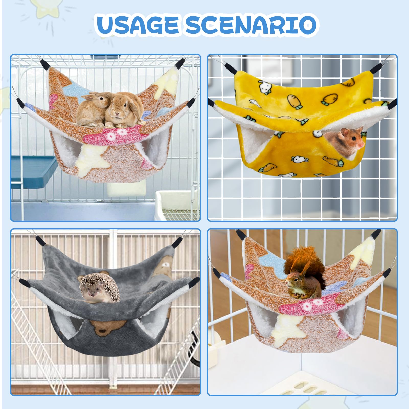 YedsIntu small animal hammock is washable for quick cage cleaning.