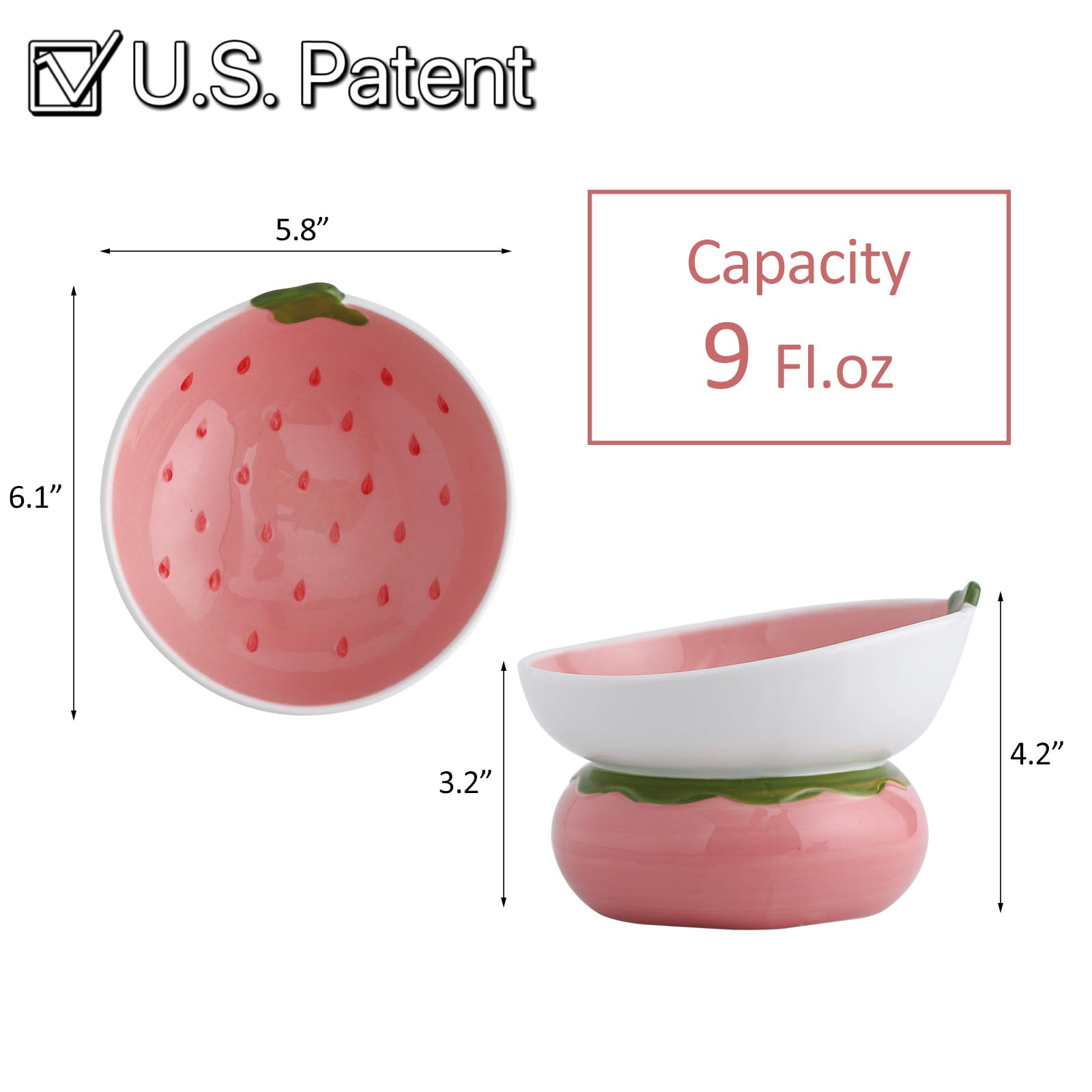 Yeexoxow strawberry-shaped cat dish with cute design and accessible feeding.