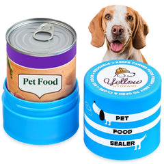Yellow Hydrant airtight-seal lid preserves freshness of opened canned dog food.