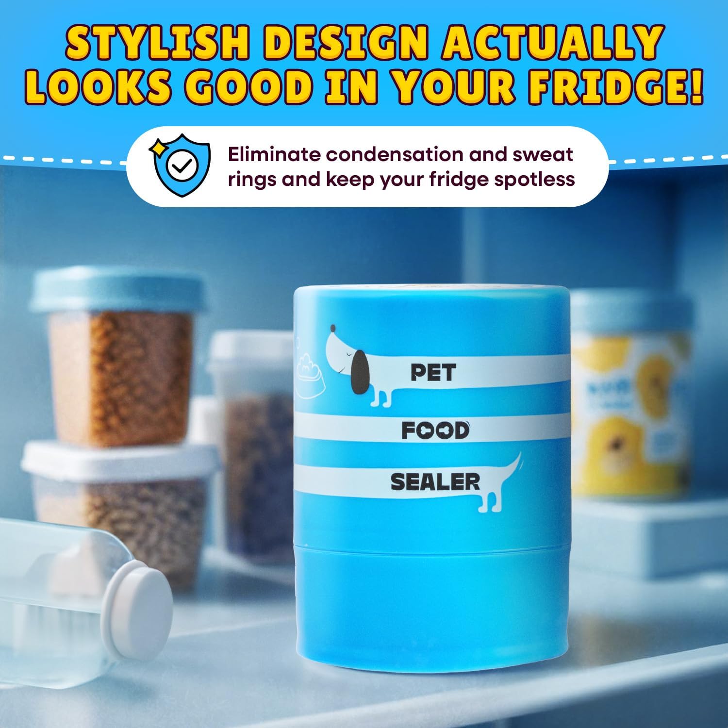 Yellow Hydrant airtight can cover for convenient fridge storage and waste reduction.