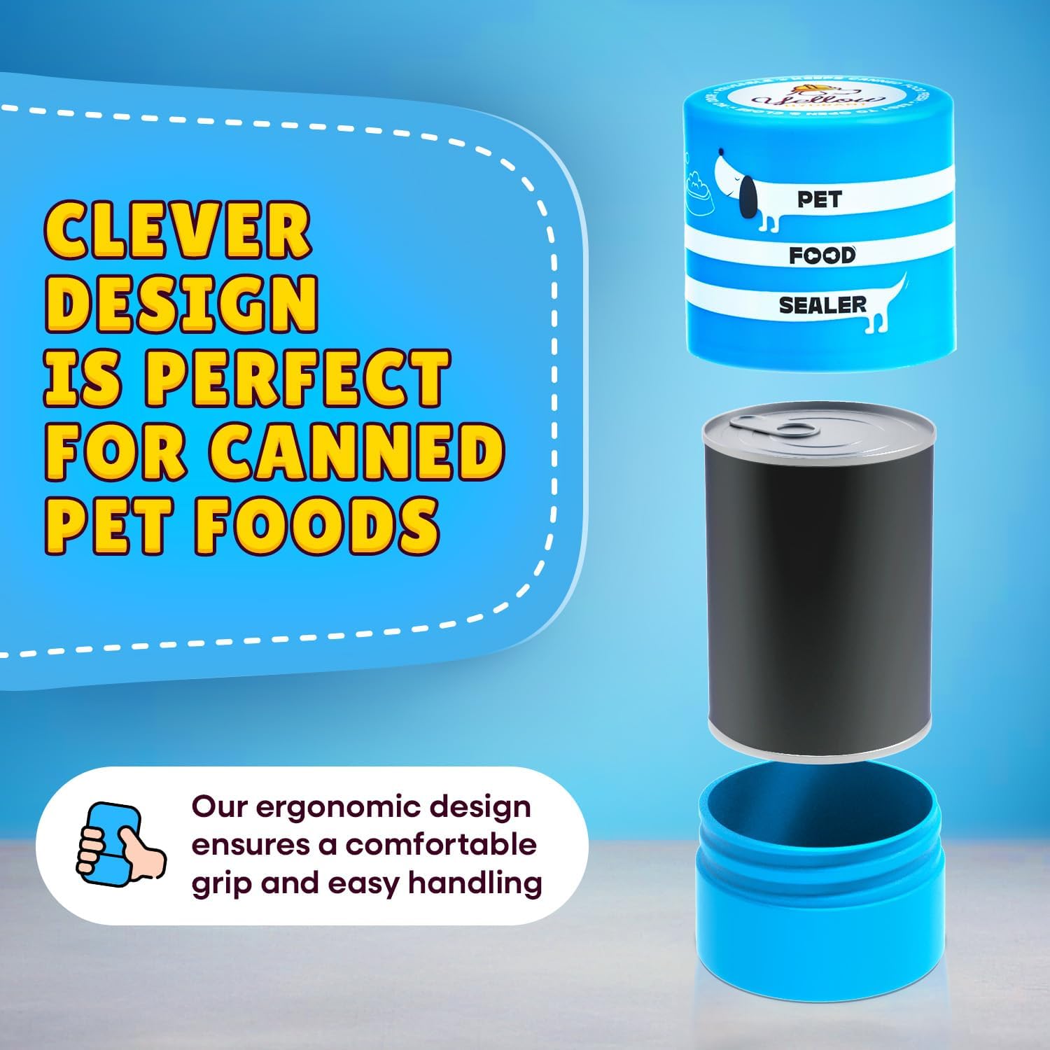 Yellow Hydrant reusable can cover eliminates plastic wrap waste.