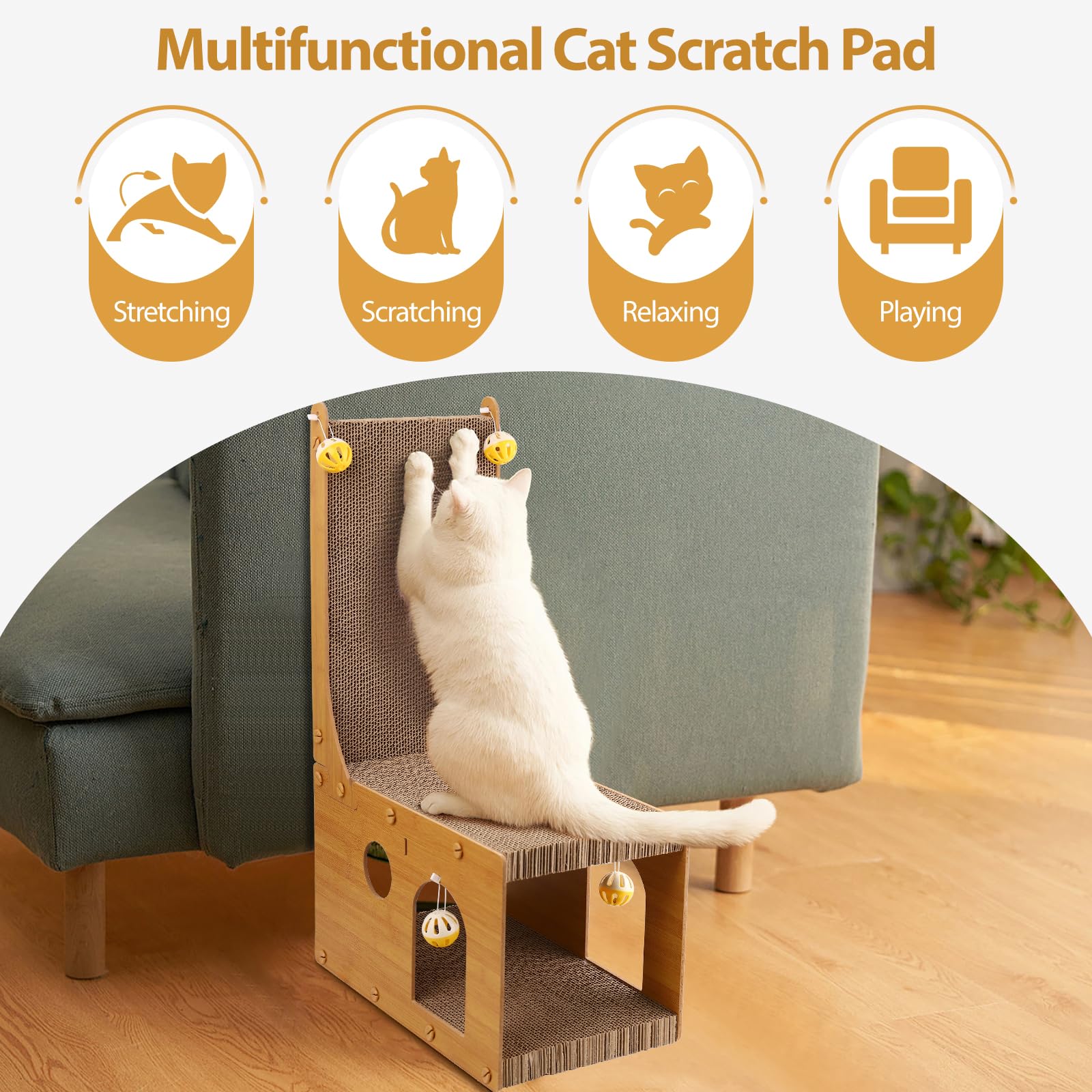 YEMOO Cat Scratcher corrugated cardboard with wood frame for durability