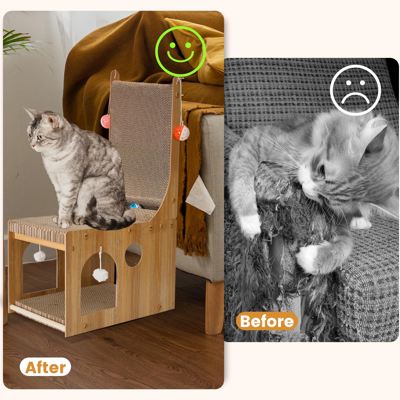 YEMOO suitable for cats of all sizes, offering varied scratching angles