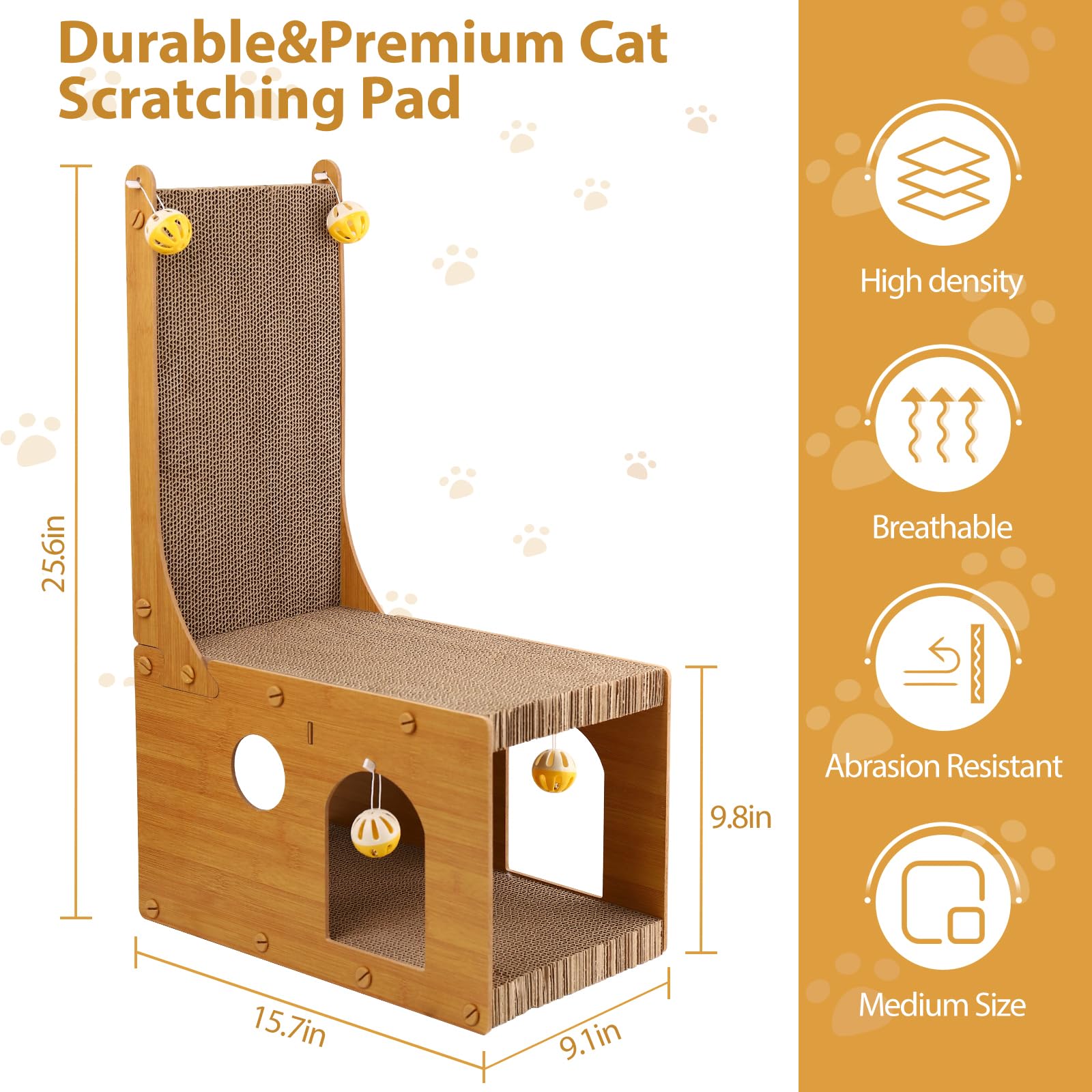 YEMOO Cat Scratcher four bell balls attract playful interaction for indoor cats