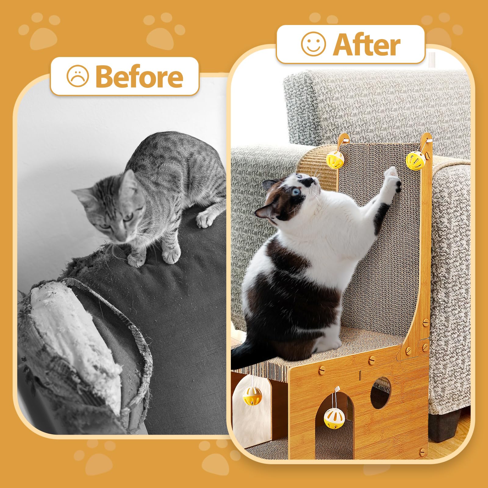 YEMOO Cat Scratcher space-saving corner design fits small rooms
