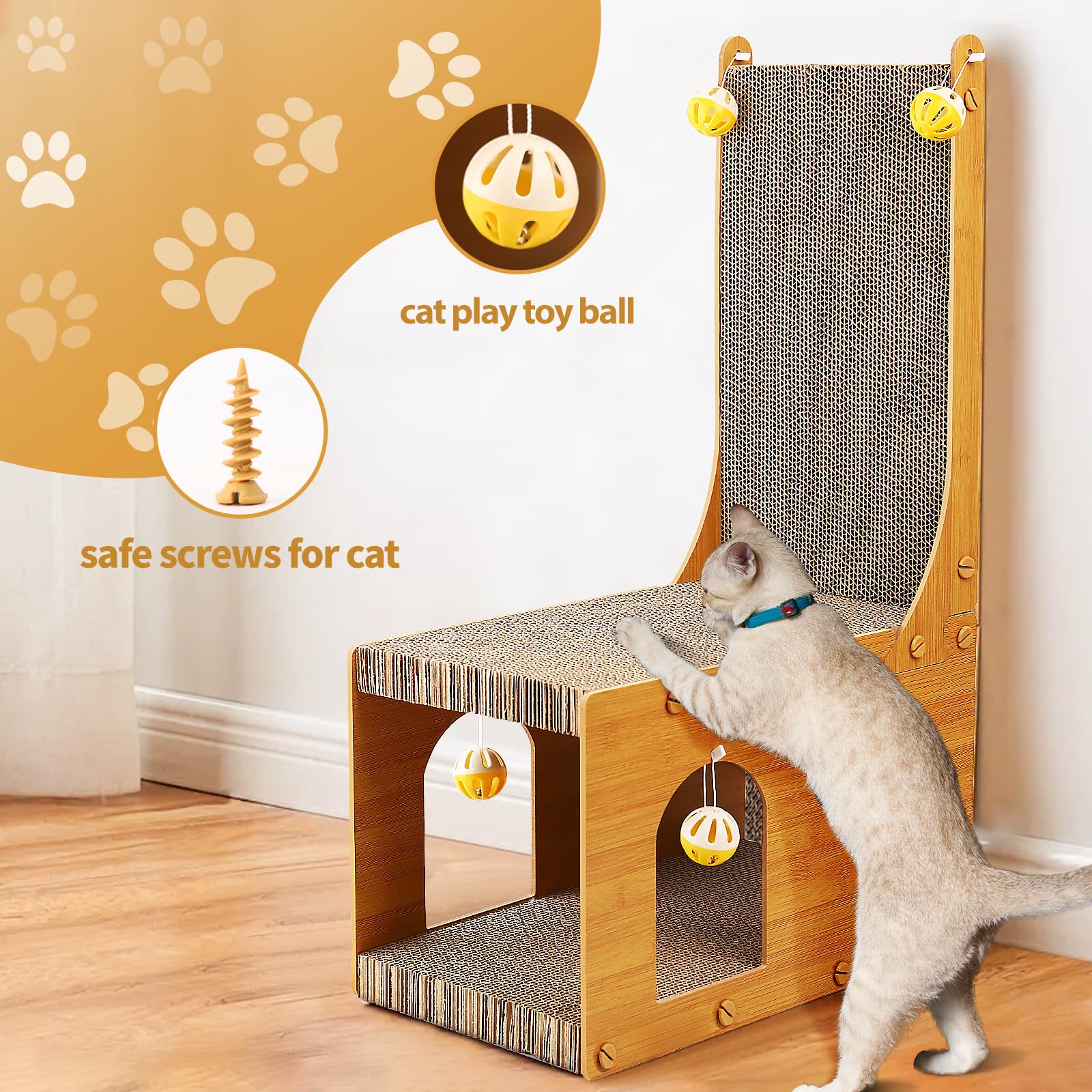 YEMOO Cat Scratcher wall-mounted design saves floor space and protects furniture
