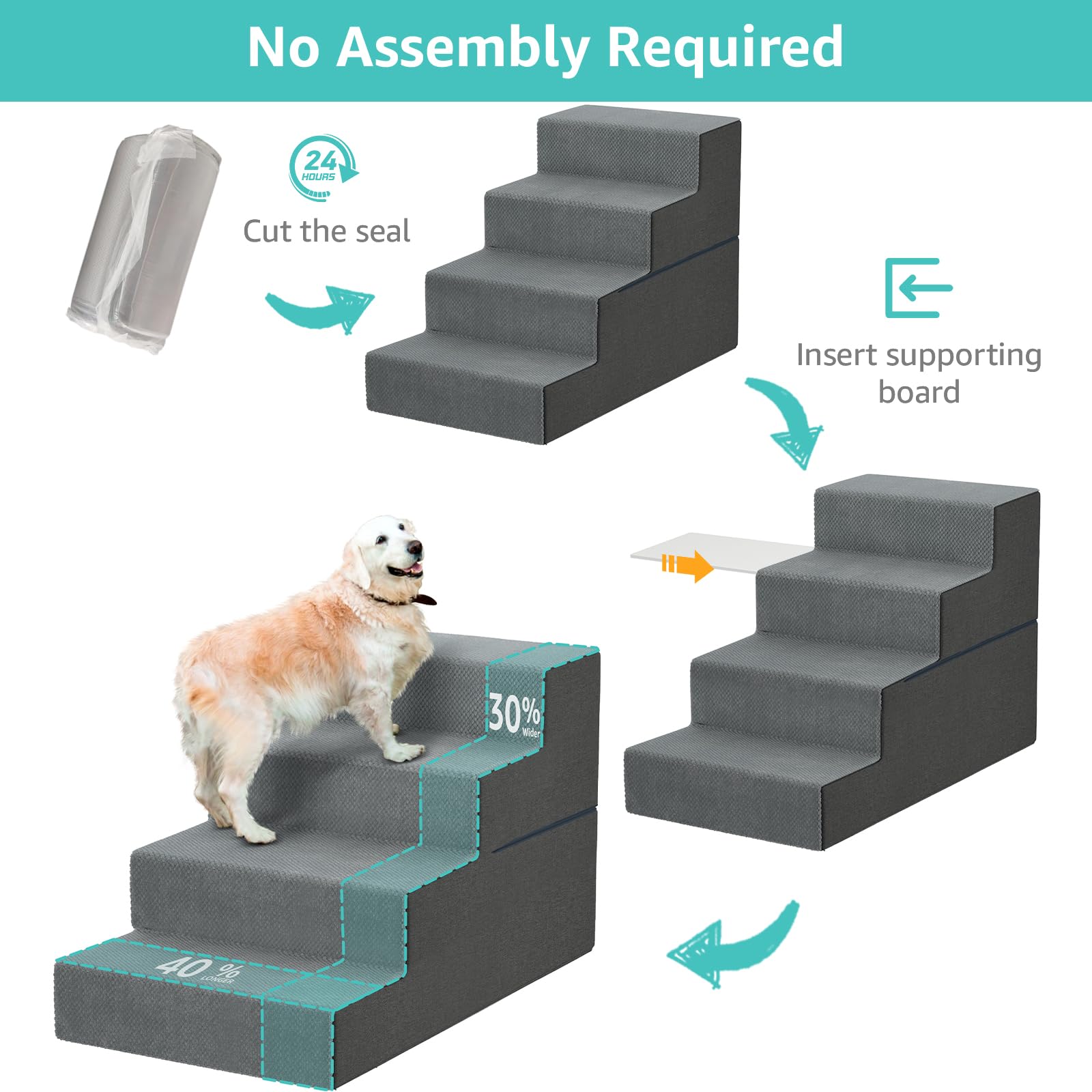 YENING Large Dog Stairs foldable storage shows compact carry and space-saving.