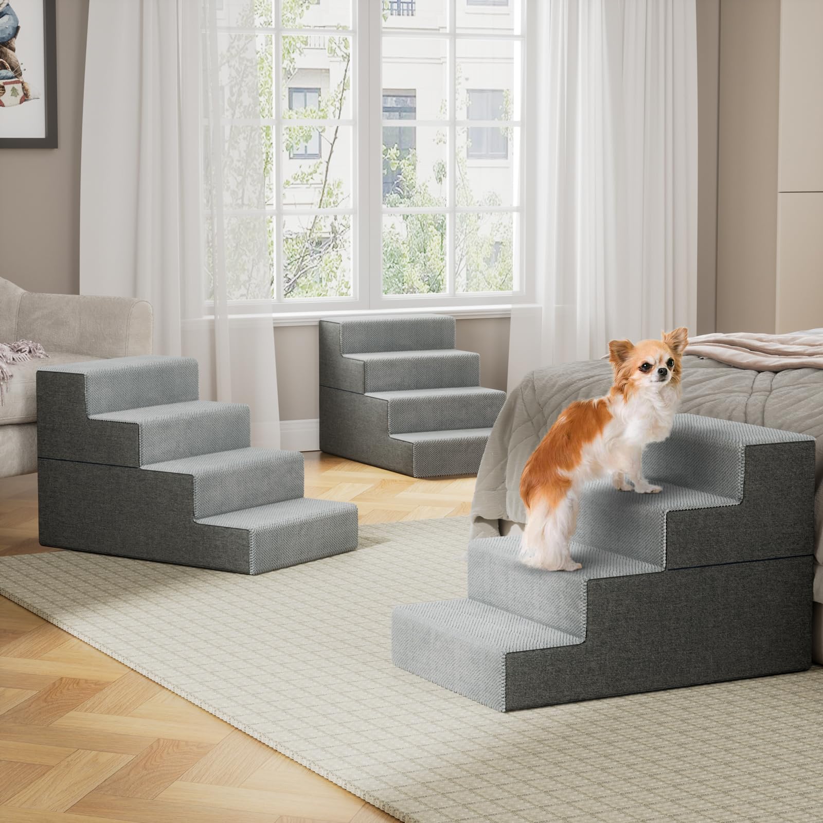 YENING Large Dog Stairs unboxed setup ready for quick use.