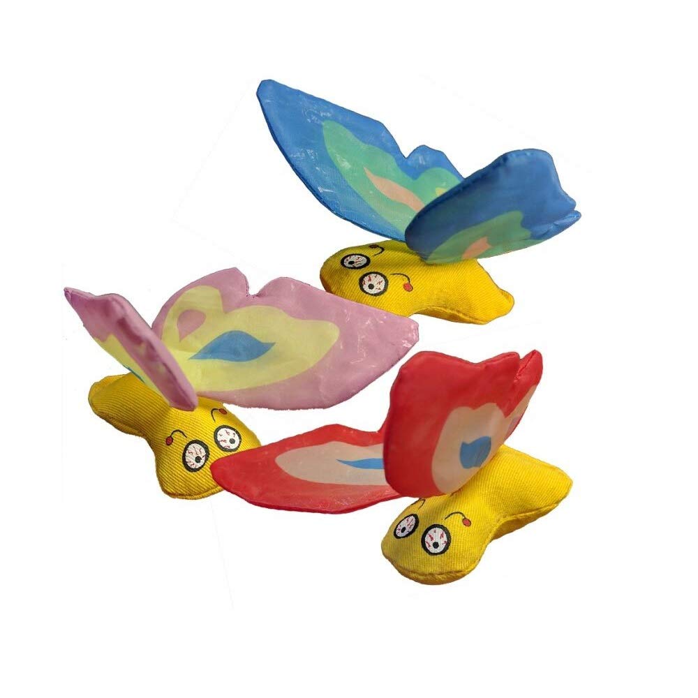 Yeowww! Butterfly catnip toy three-color bundle for engaging play and scent enrichment.