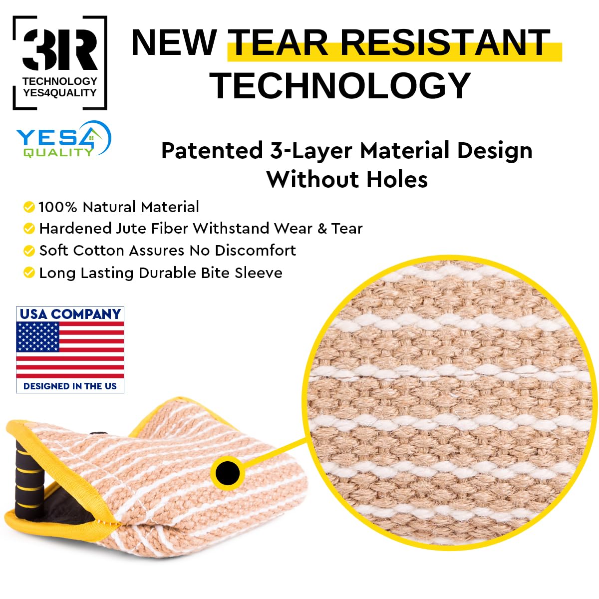YES4QUALITY premium jute bite surface durable yet gentle on teeth