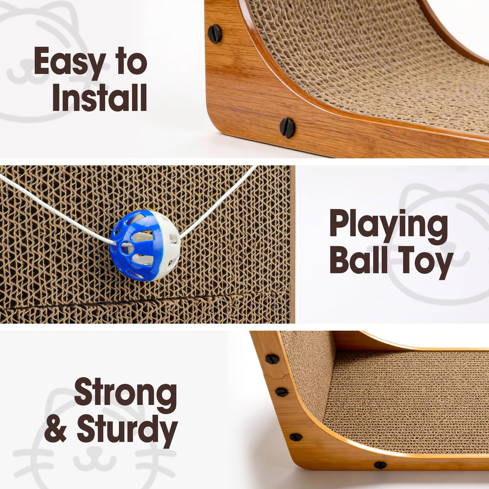YesBes Cat Scratcher L-shape with ball toy, perfect for multi-cat households.