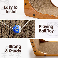YesBes Cat Scratcher L-shape with ball toy, perfect for multi-cat households.