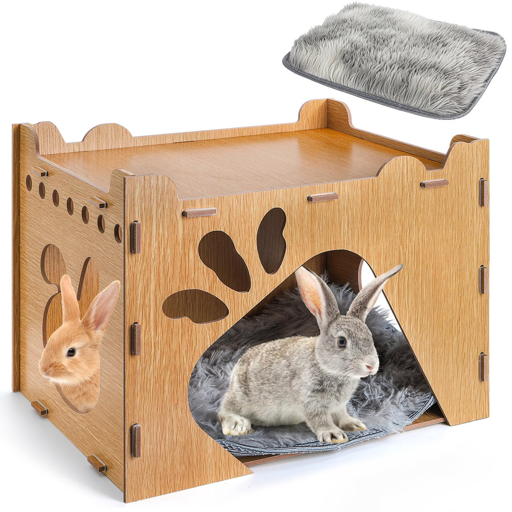 Yesland Rabbit Hideout Castle front view showing spacious indoor play space for rabbits and small pets