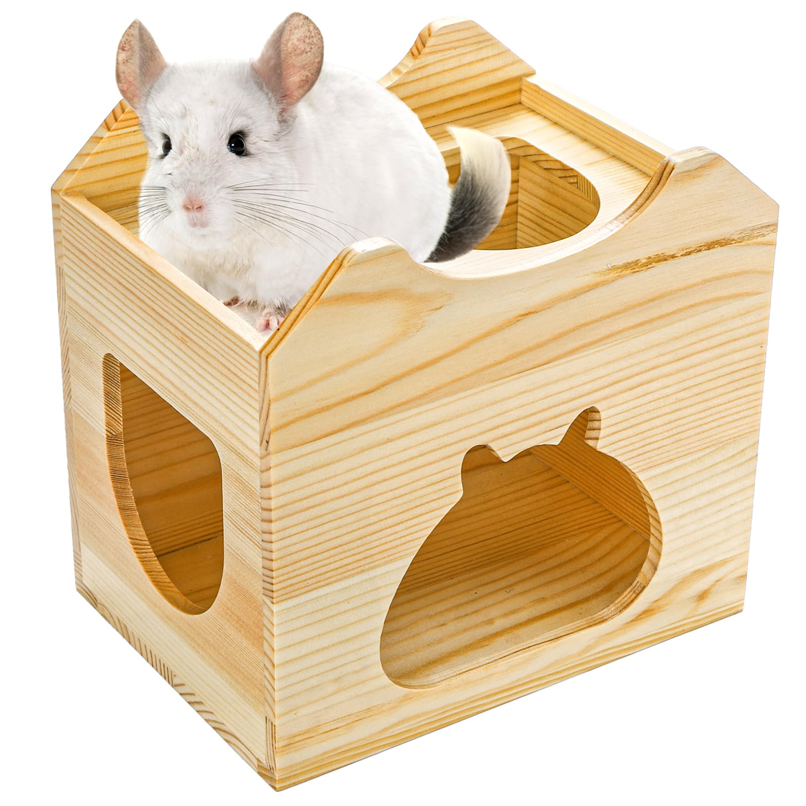 Yesland Wood Chinchilla House ventilated holes promote fresh airflow and easy access