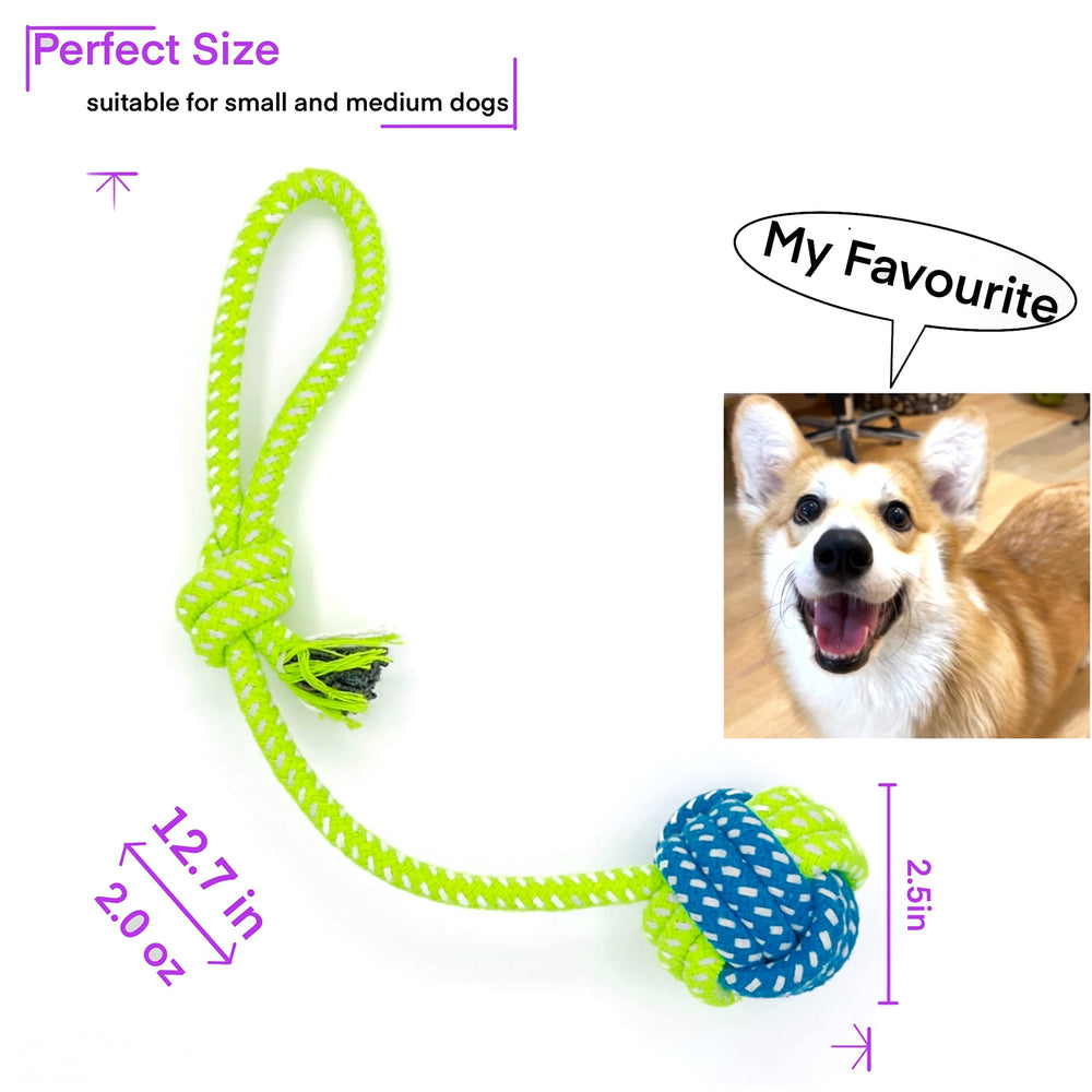 YesWood Tug of War rope-ball toy shows knotted ends and ball for engaging play.