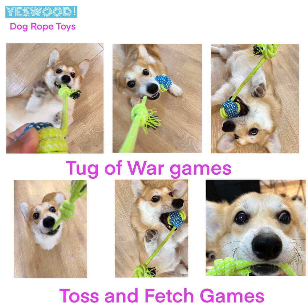 YesWood compact rope toy ideal for small to medium dogs up to 80 pounds.