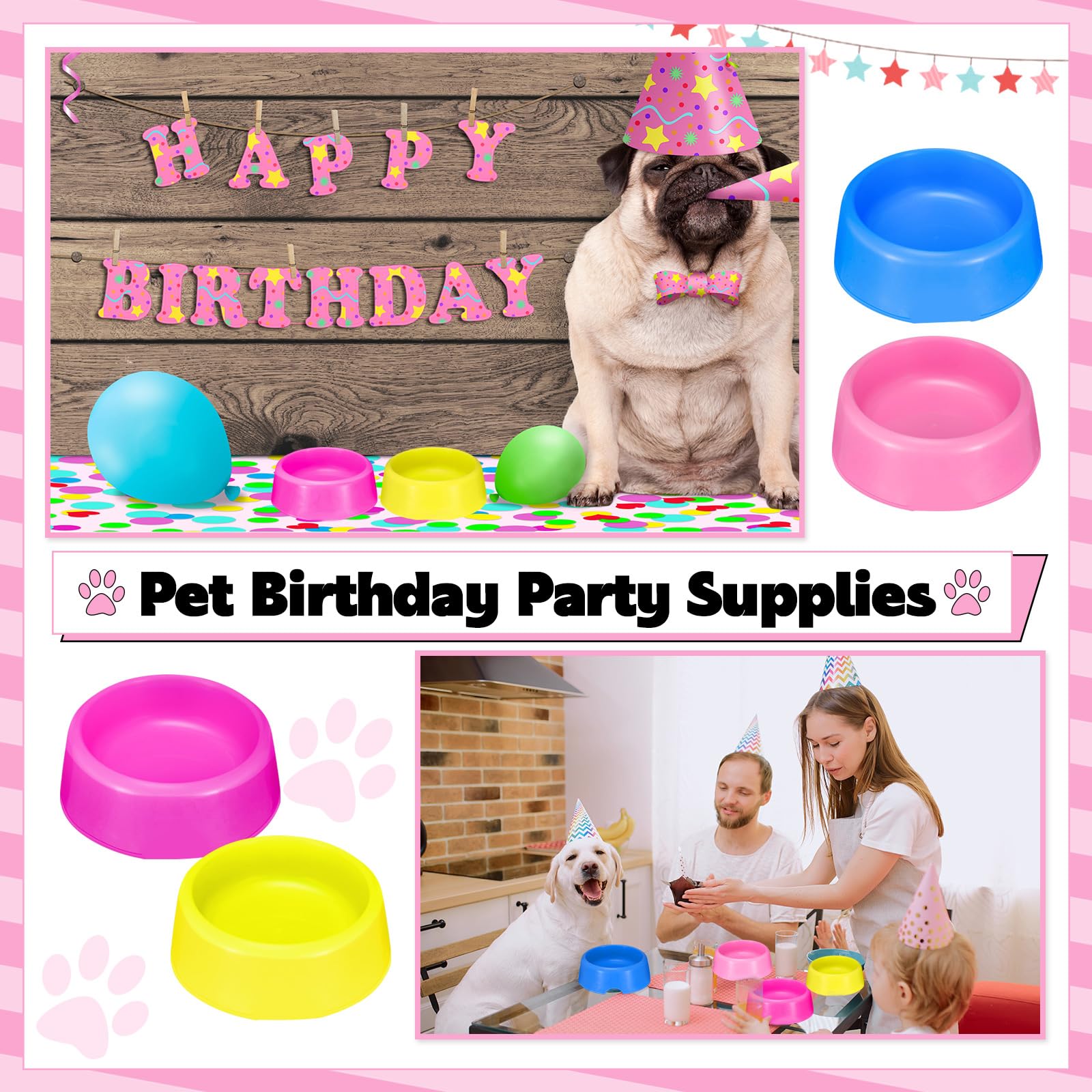 Yetene pink bowls ideal for cute dog parties and daily use