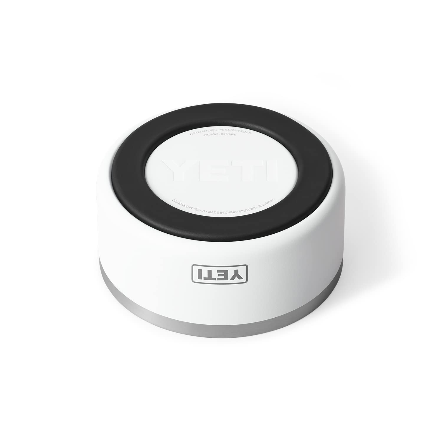YETI Boomer 4 stainless bowl filled with kibble for portioning