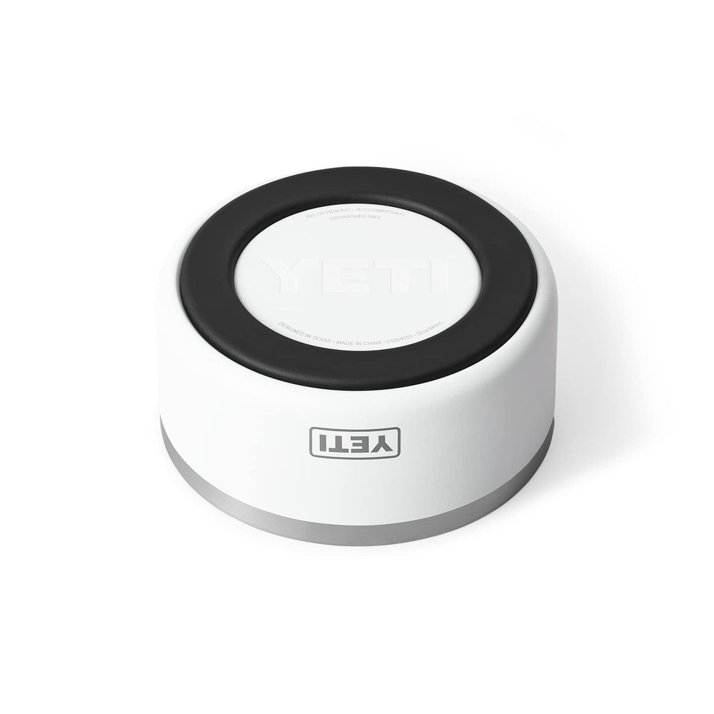 YETI Boomer 4 stainless bowl filled with kibble for portioning