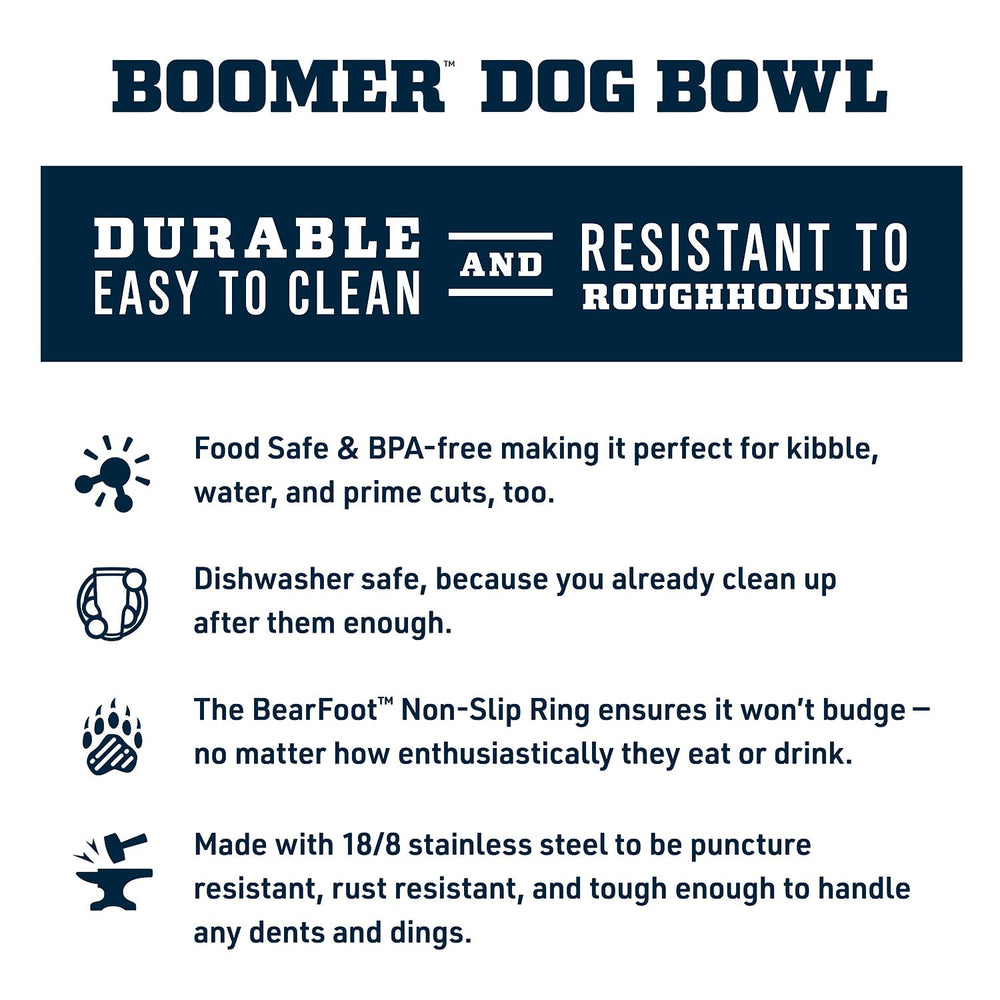 YETI Boomer 8 with Bearfoot non-slip ring keeps bowl steady during mealtime.