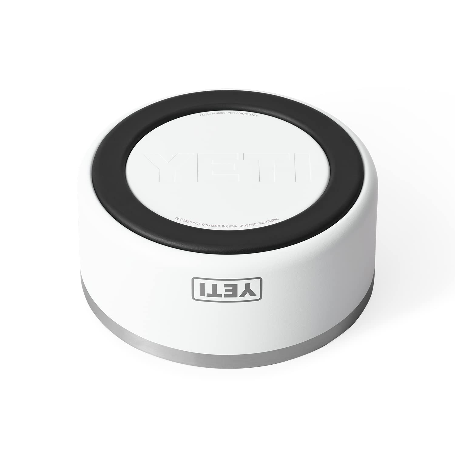 YETI Boomer 8 bearfoot non-slip ring keeps bowls steady.