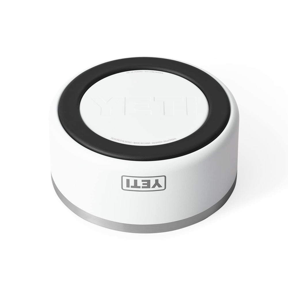YETI Boomer 8 bearfoot non-slip ring keeps bowls steady.