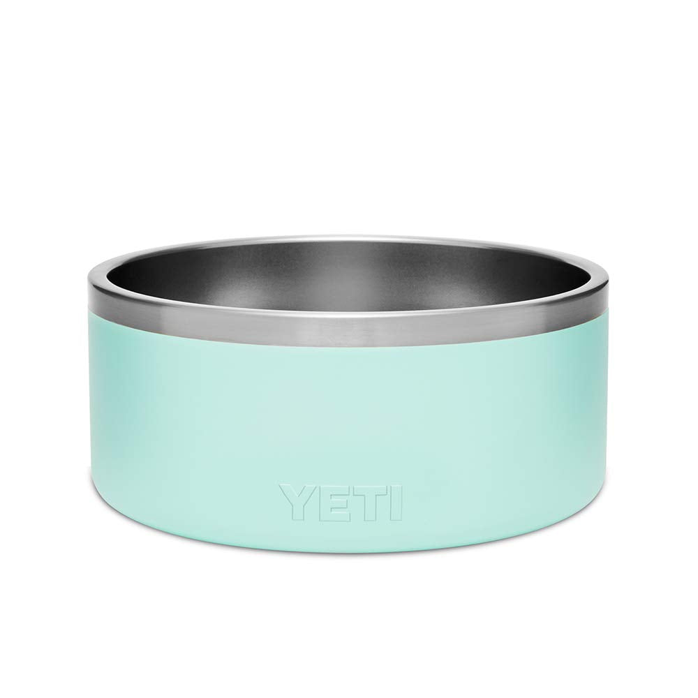 YETI Boomer 8 dog bowl in seafoam side view, non-slip stability during feeding.