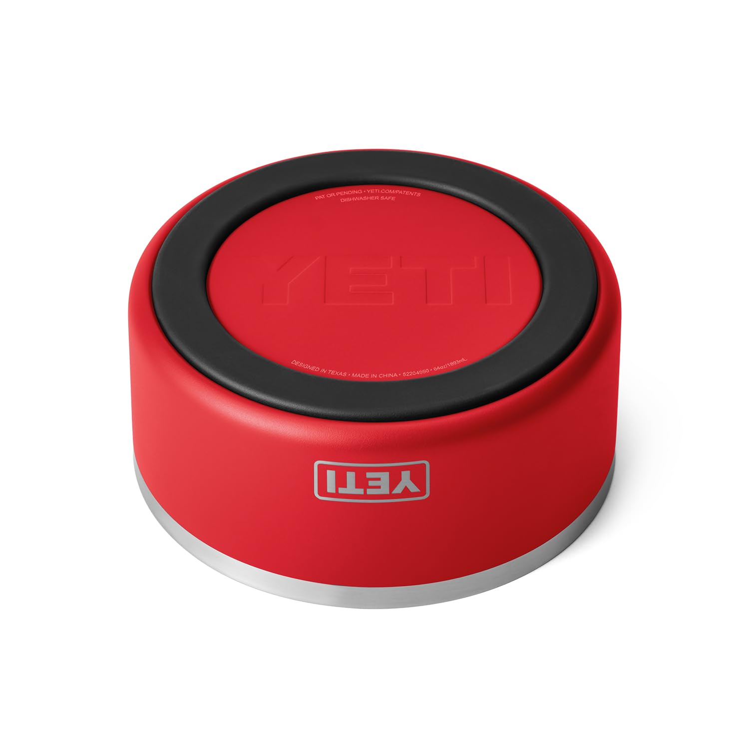 YETI Boomer 8 in Rescue Red adds visibility and style to mealtime.