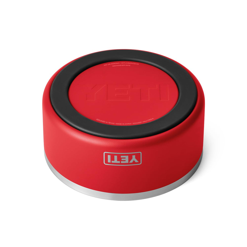 YETI Boomer 8 in Rescue Red adds visibility and style to mealtime.