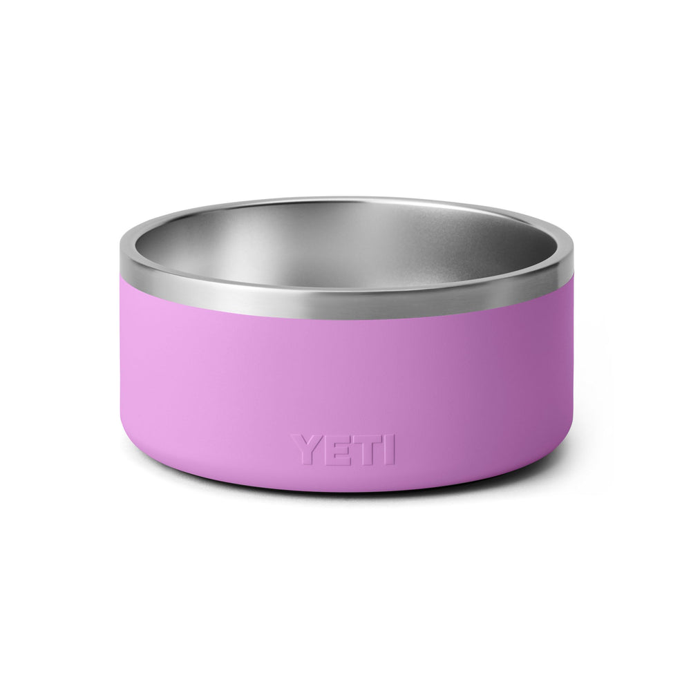YETI Boomer stainless steel dish resists dents and rust for rugged outdoor use.