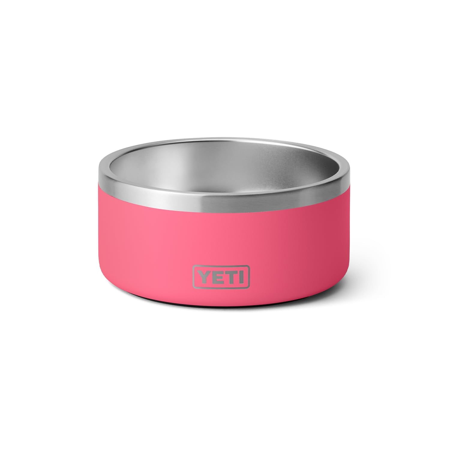 YETI Boomer 4 dog bowl in tropical pink, side view, stable for steady meals.