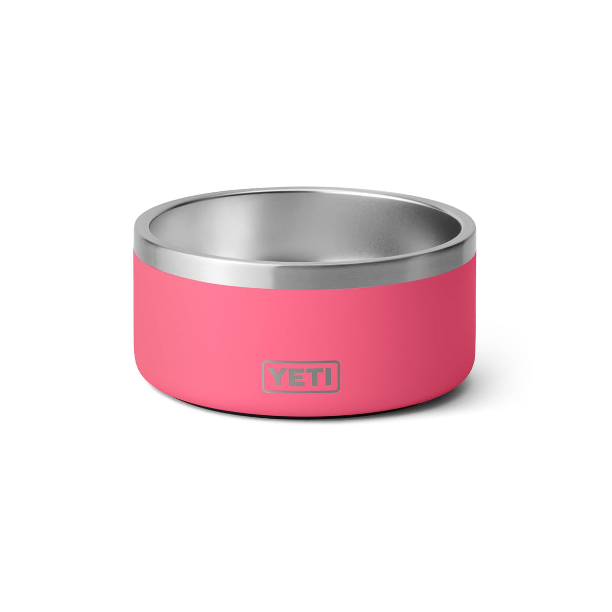 YETI Boomer 4 dog bowl in tropical pink, side view, stable for steady meals.