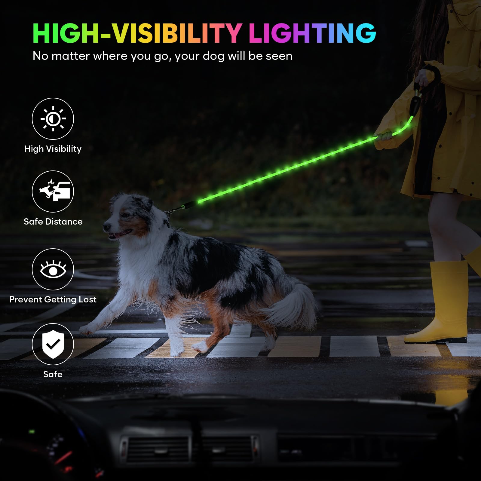YFbrite 360° rotatable and tangle-free hook prevents leash twists.