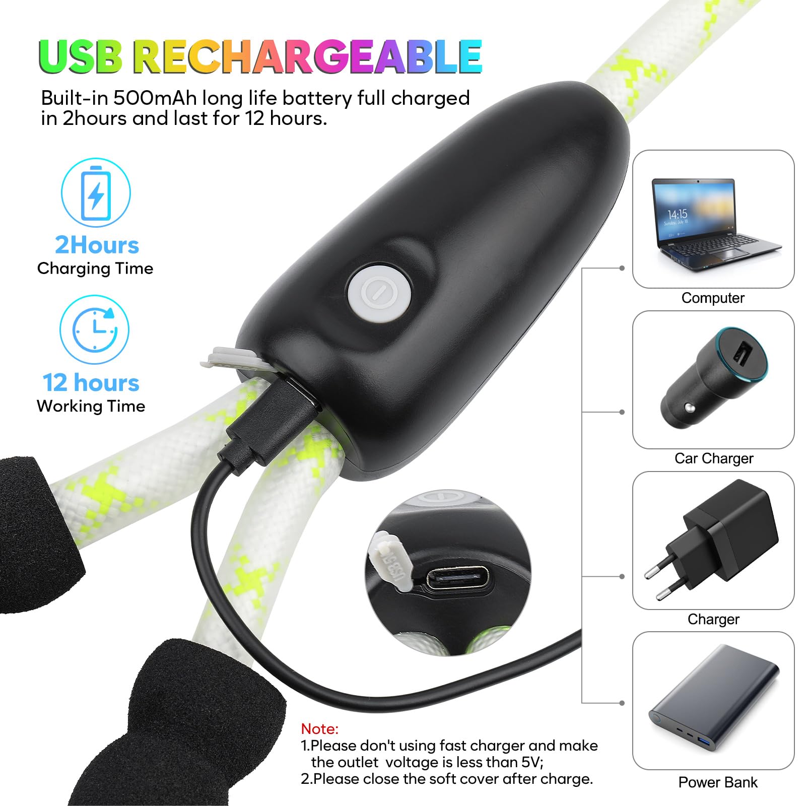 YFbrite leash provides 1000 feet visibility for safer evening strolls.