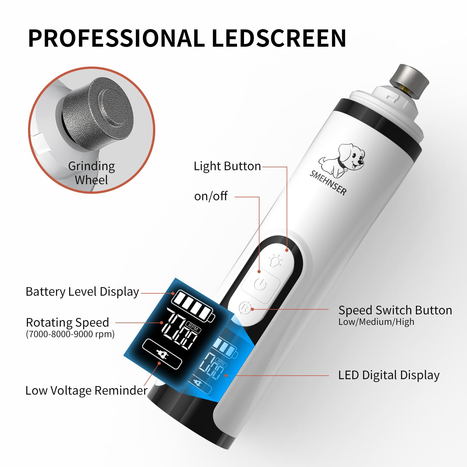 YFL dog nail grinder professional-grade home grooming setup.