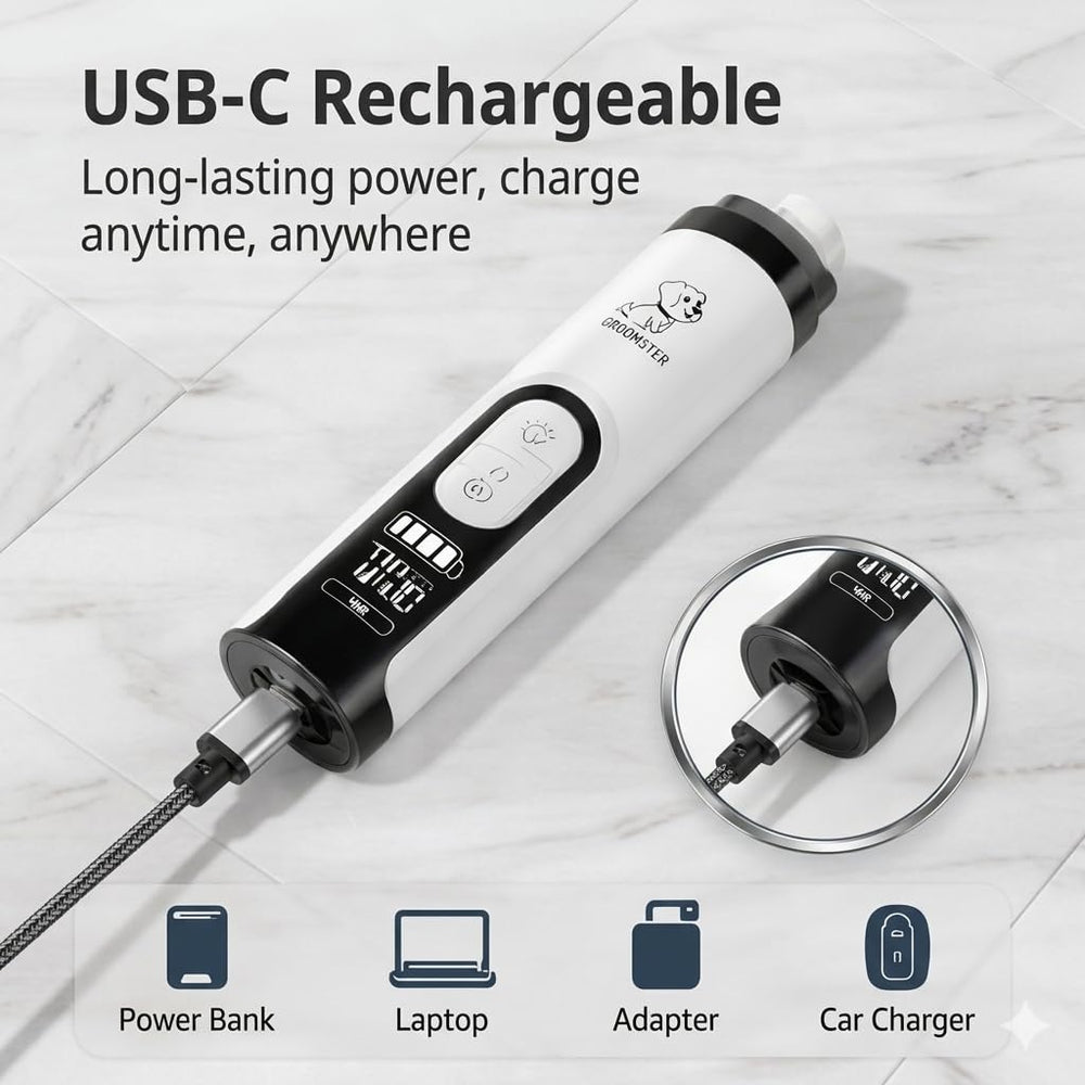 YFL dog nail grinder rechargeable battery enables long sessions.