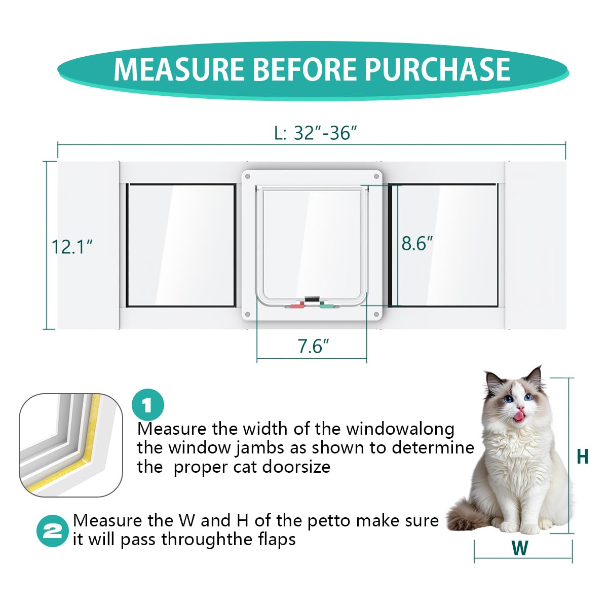 YGNNJY adjustable width 32-36 in demonstrates flexible window fit for pets