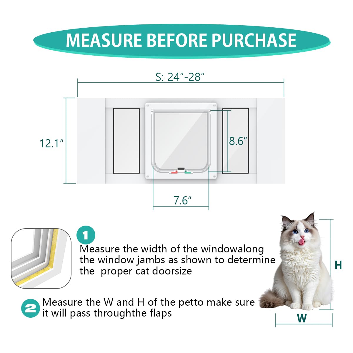 YGNNJY cat door features magnetic closure to block drafts and pests.