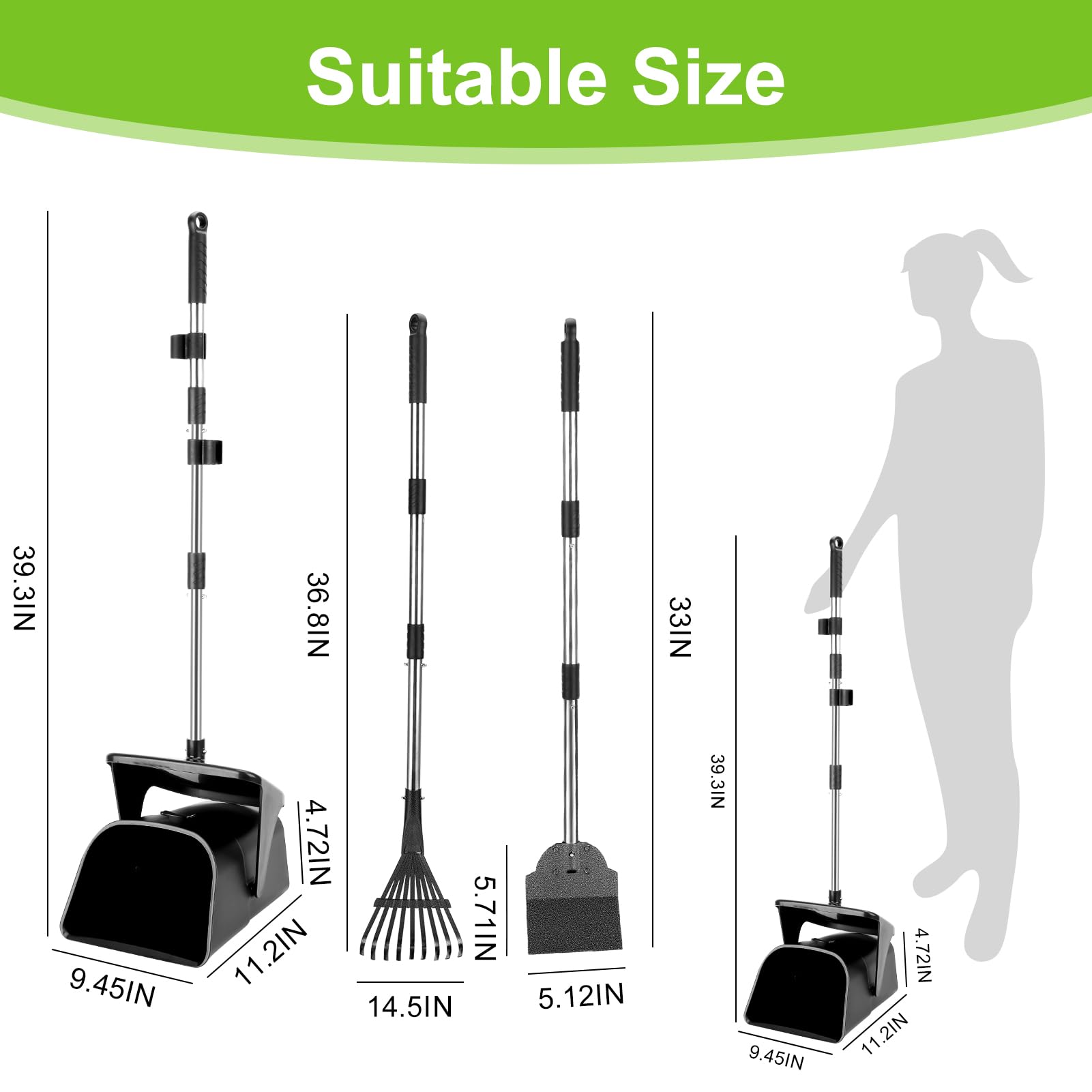 YGNNXRN pooper scooper rake attachment for quick grass debris pickup