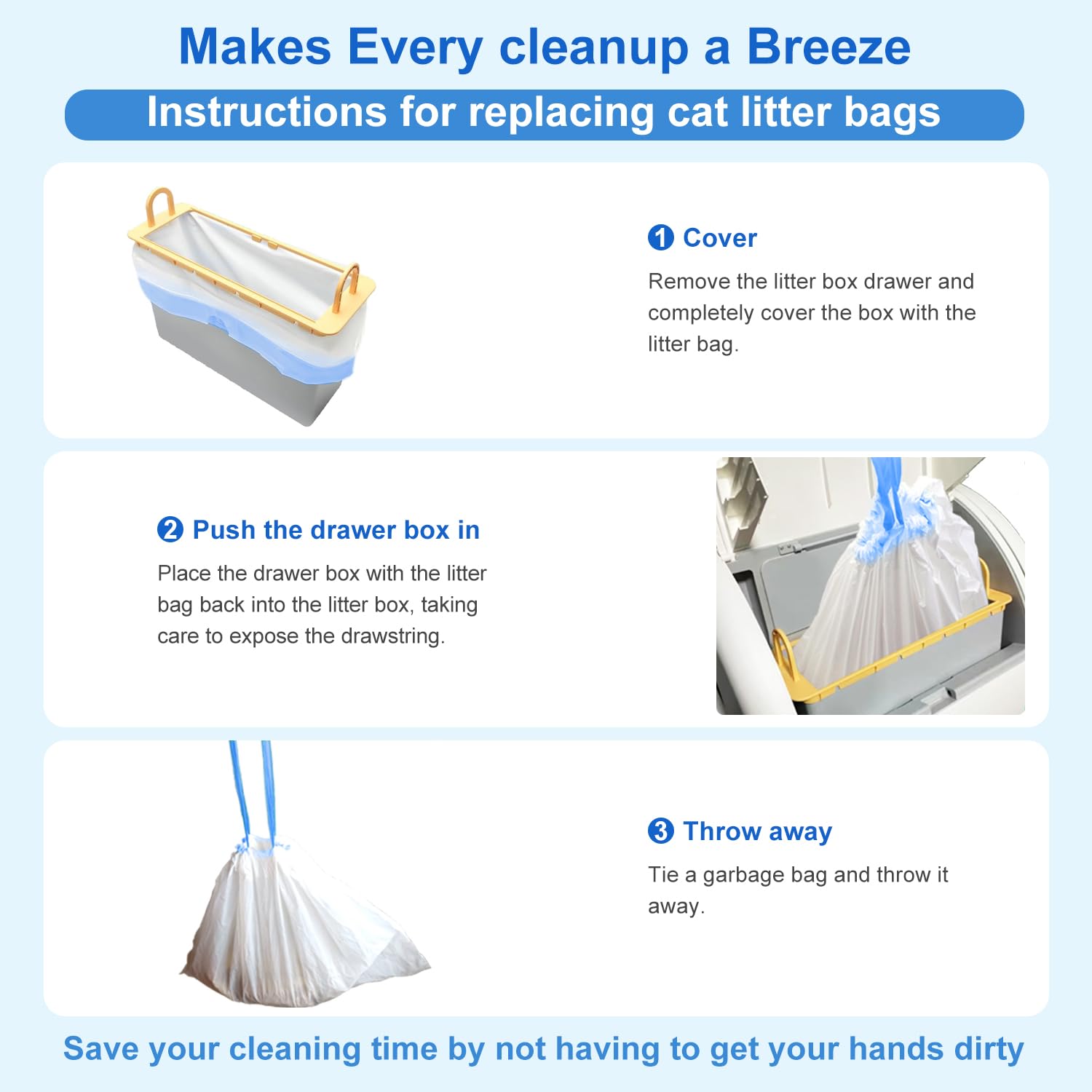 Yhwocd litter bag disposal with knot-and-toss convenience.