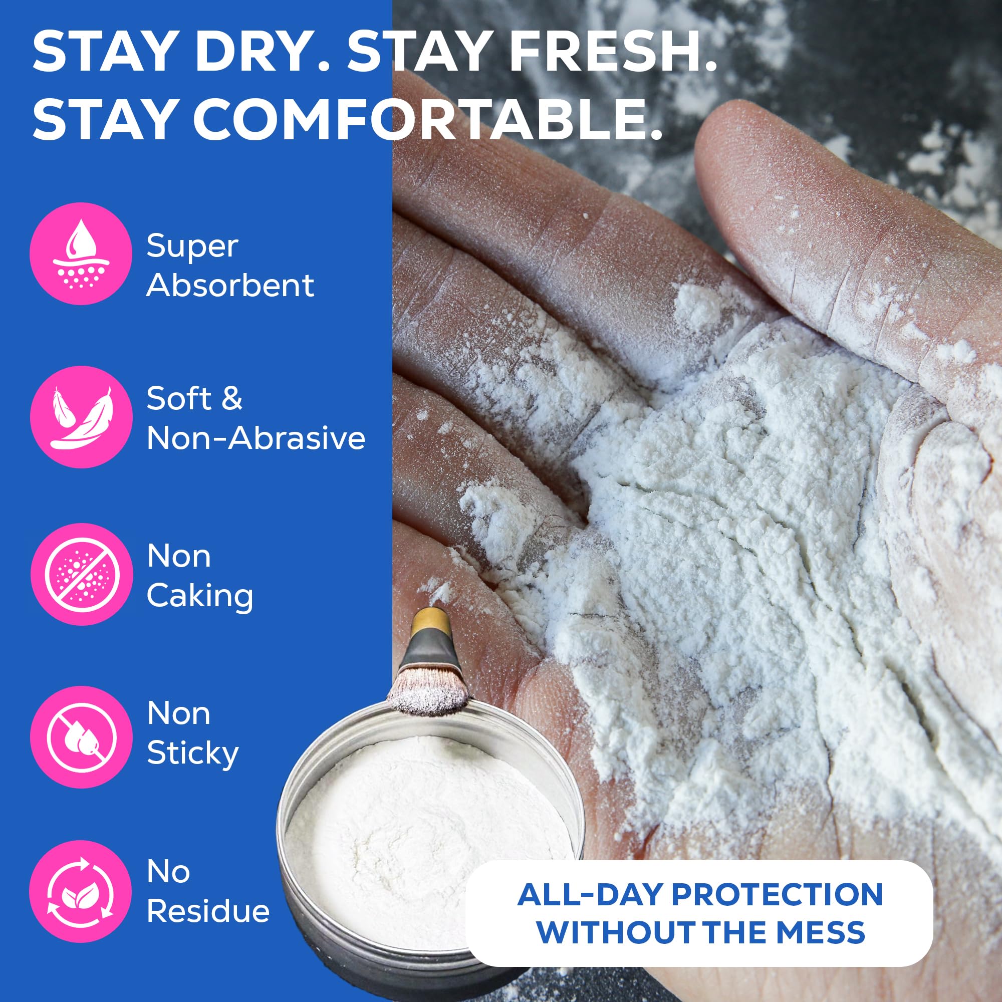 Hypoallergenic powder safe for sensitive bulldogs' noses and skin folds.