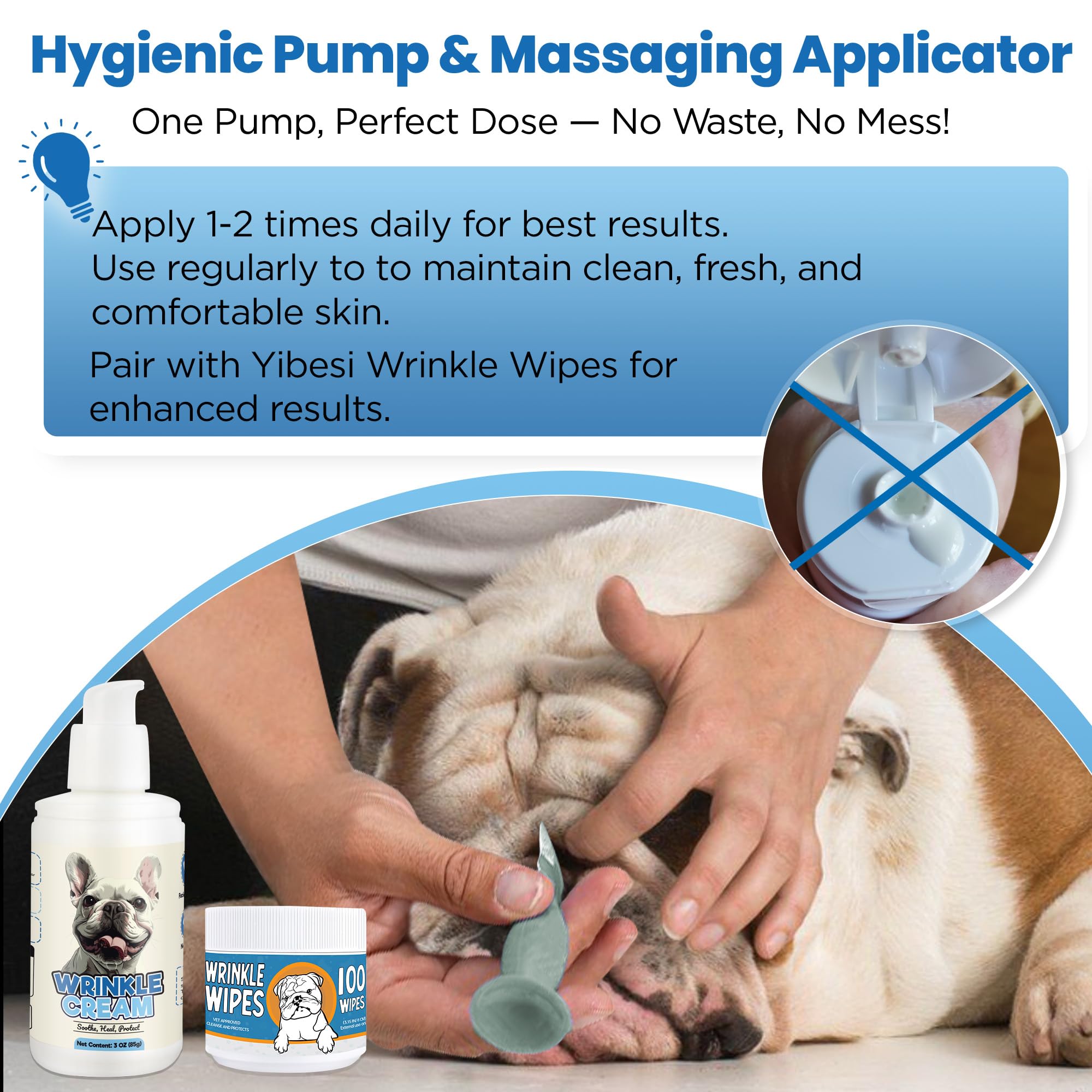 Yibesi dog wrinkle cream hypoallergenic blend protects sensitive skin.
