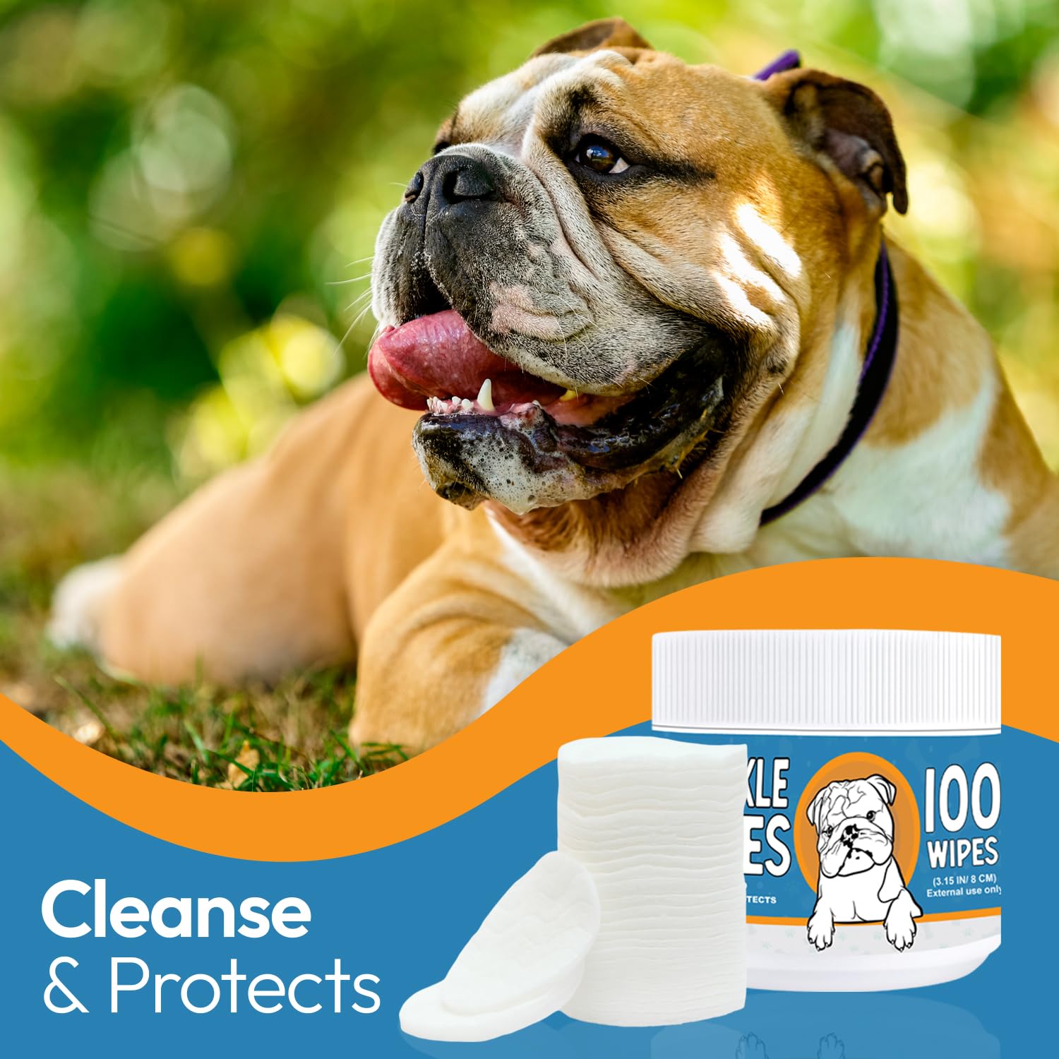 Yibesi wipes suitable for Bulldogs, Pugs, and Frenchies.